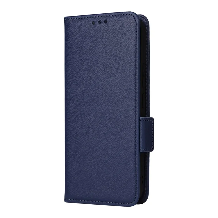 For ZTE Blade V70 Max / nubia V70 Max Case with Wrist Strap Litchi Texture PU Leather Wallet Phone Cover - Dark Blue