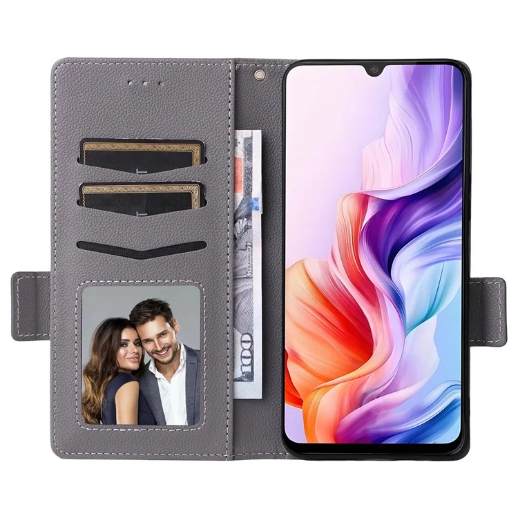 For ZTE Blade V70 Max / nubia V70 Max Case with Wrist Strap Litchi Texture PU Leather Wallet Phone Cover - Grey