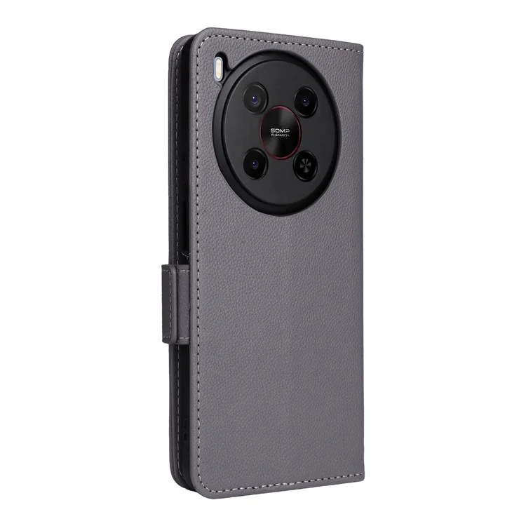 For ZTE Blade V70 Max / nubia V70 Max Case with Wrist Strap Litchi Texture PU Leather Wallet Phone Cover - Grey