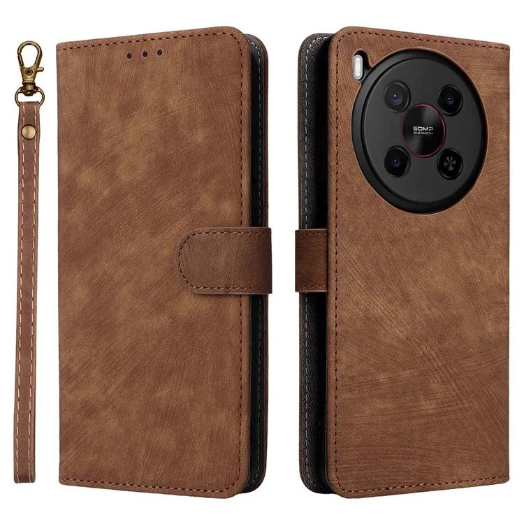 For ZTE Blade V70 Max / nubia V70 Max Case Wallet RFID Blocking PU Leather Cover Viewing Stand - Brown