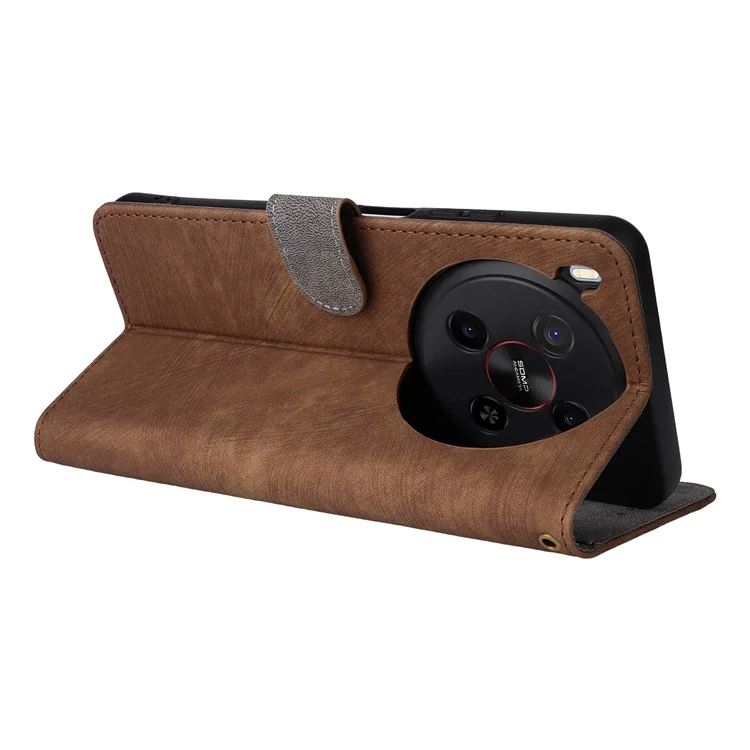 For ZTE Blade V70 Max / nubia V70 Max Case Wallet RFID Blocking PU Leather Cover Viewing Stand - Brown