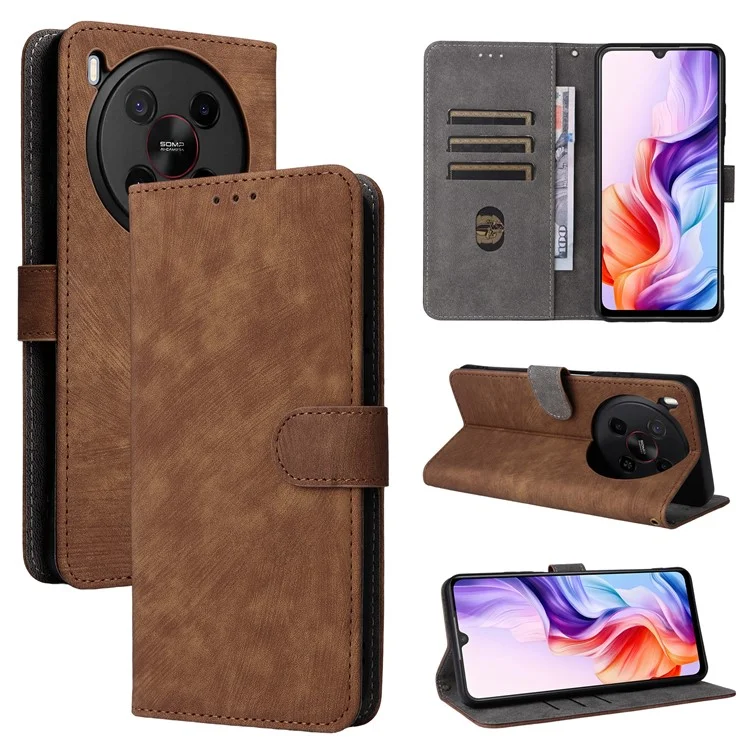 For ZTE Blade V70 Max / nubia V70 Max Case Wallet RFID Blocking PU Leather Cover Viewing Stand - Brown