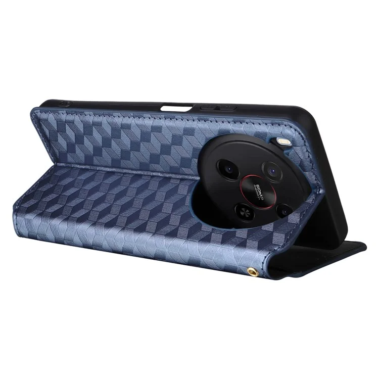 For ZTE Blade V70 Max / nubia V70 Max Case Wallet Rhombus Imprinted Leather Phone Cover - Blue
