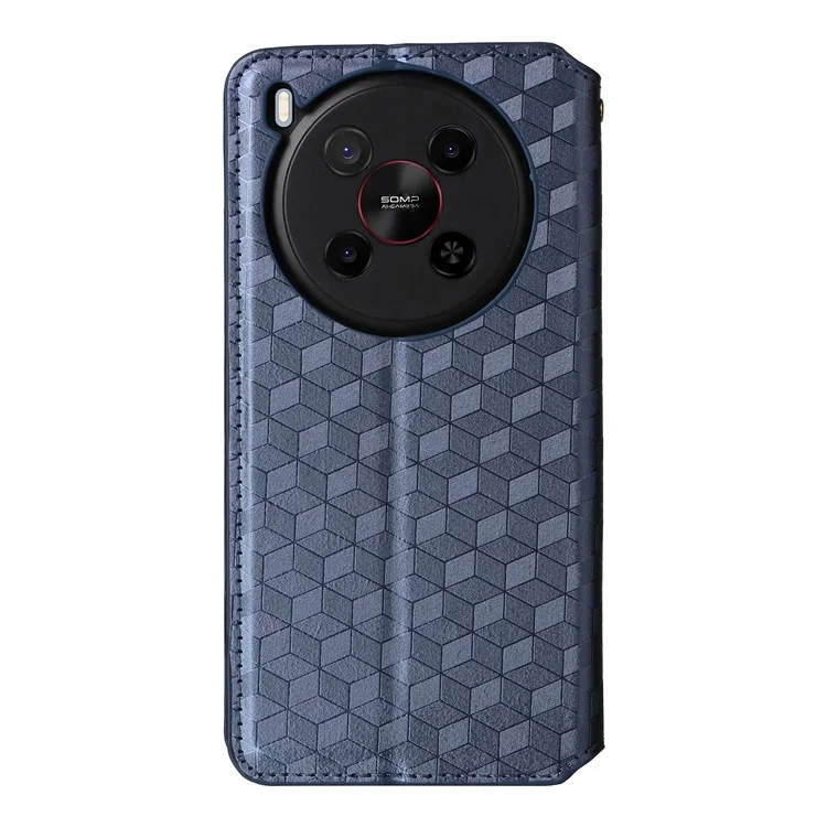 For ZTE Blade V70 Max / nubia V70 Max Case Wallet Rhombus Imprinted Leather Phone Cover - Blue