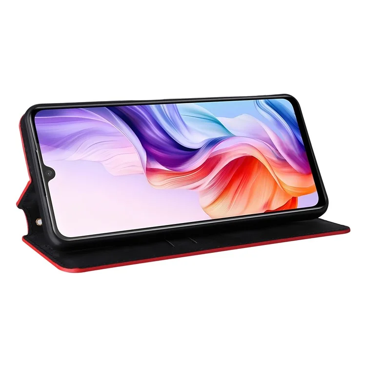 For ZTE Blade V70 Max / nubia V70 Max Case Wallet Rhombus Imprinted Leather Phone Cover - Red