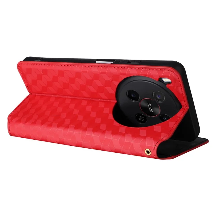 For ZTE Blade V70 Max / nubia V70 Max Case Wallet Rhombus Imprinted Leather Phone Cover - Red