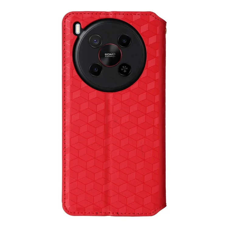 For ZTE Blade V70 Max / nubia V70 Max Case Wallet Rhombus Imprinted Leather Phone Cover - Red