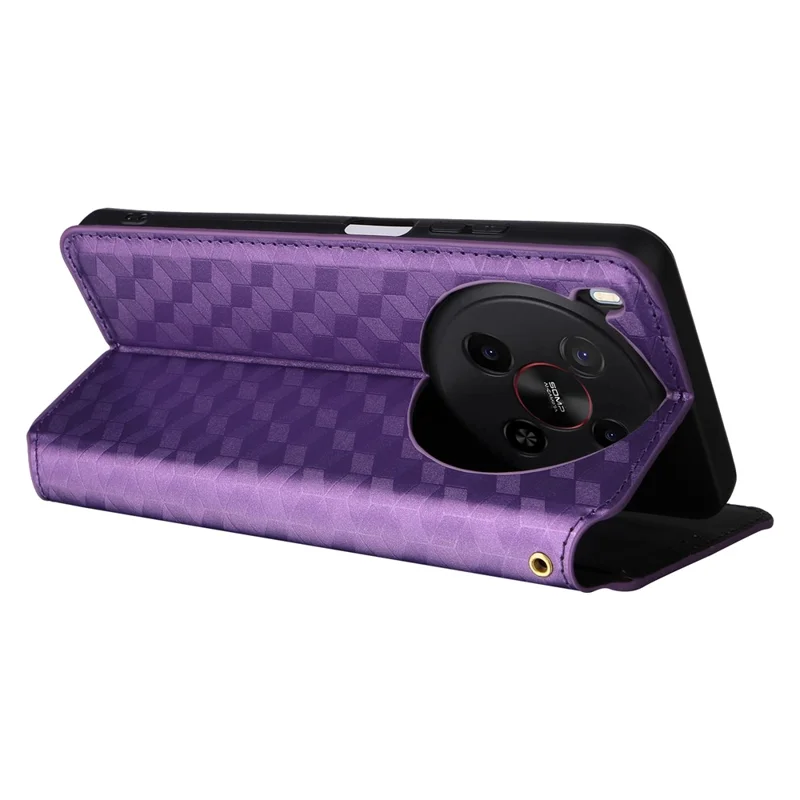 For ZTE Blade V70 Max / nubia V70 Max Case Wallet Rhombus Imprinted Leather Phone Cover - Purple