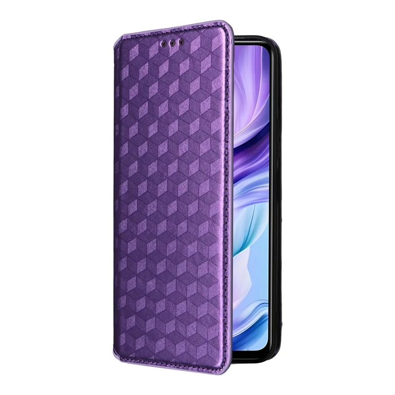 For ZTE Blade V70 Max / nubia V70 Max Case Wallet Rhombus Imprinted Leather Phone Cover - Purple
