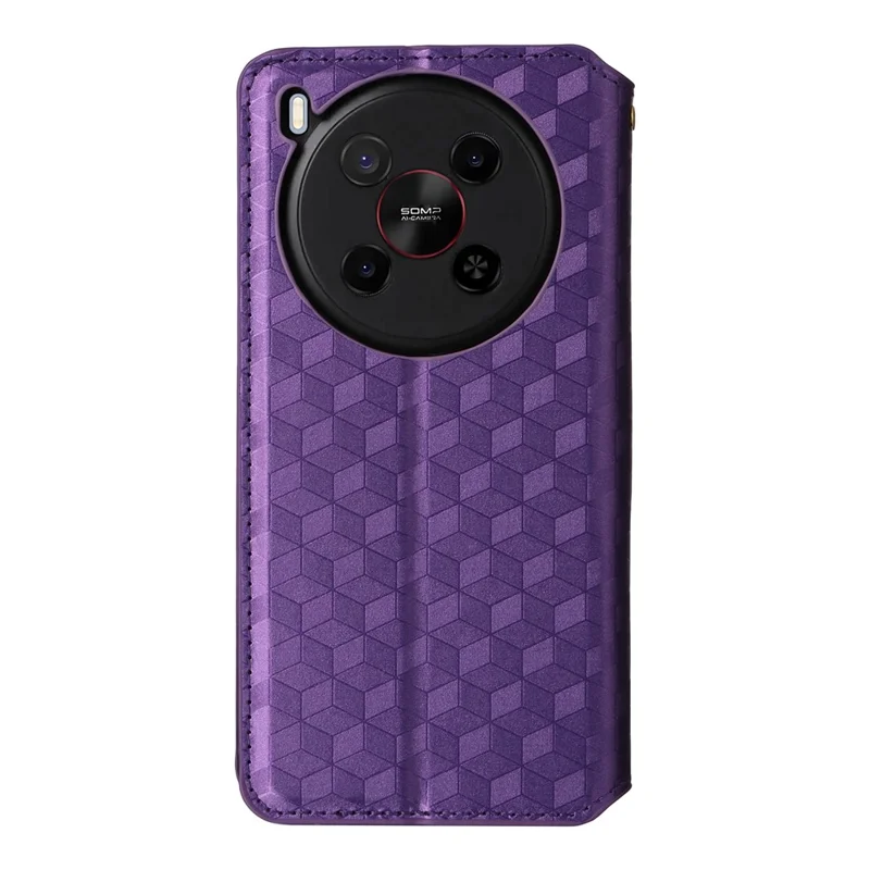 For ZTE Blade V70 Max / nubia V70 Max Case Wallet Rhombus Imprinted Leather Phone Cover - Purple