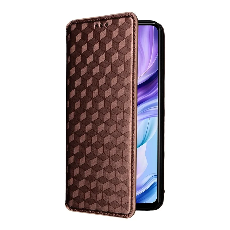 For ZTE Blade V70 Max / nubia V70 Max Case Wallet Rhombus Imprinted Leather Phone Cover - Brown