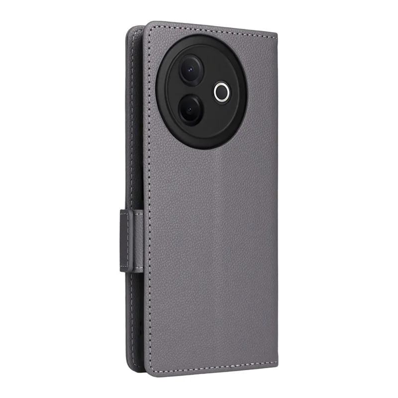 Pour vivo Y39 5G / Y300i 5G Étui Portefeuille à Rabat en Cuir PU Texture Litchi - Gris