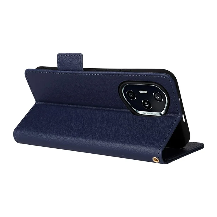 Capa Carteira Flip Textura Litchi de Couro PU Para Honor 400 - Azul Escuro