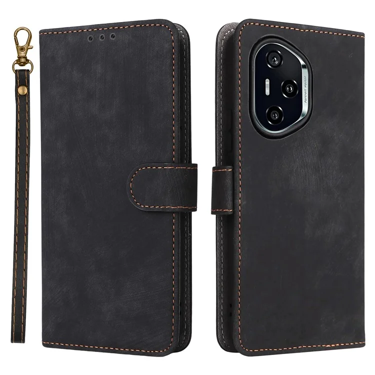 Capa Carteira For Honor 400 com Bloqueio RFID em Couro PU com Suporte de Visualização - Preto