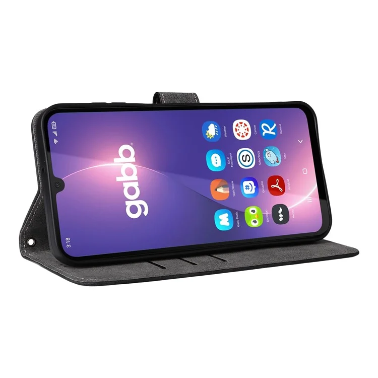 Étui portefeuille pour Gabb Phone 4 Pro avec blocage RFID, en cuir PU avec support de visionnage - Noir