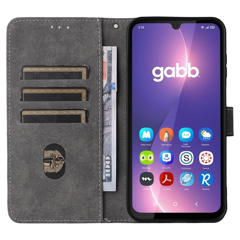 For Gabb Phone 4 Pro Case Wallet RFID Blocking PU Leather Cover Viewing Stand - Purple