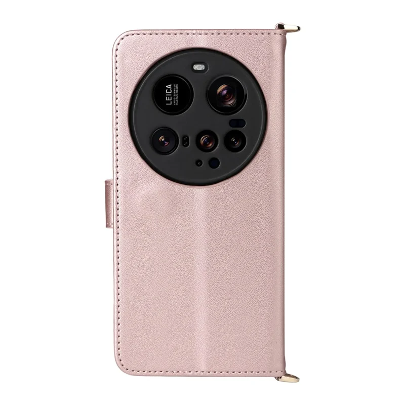 For Xiaomi 15 Ultra Wallet Case with Shoulder / Wrist Strap Leather Phone Cover Stand - Pink