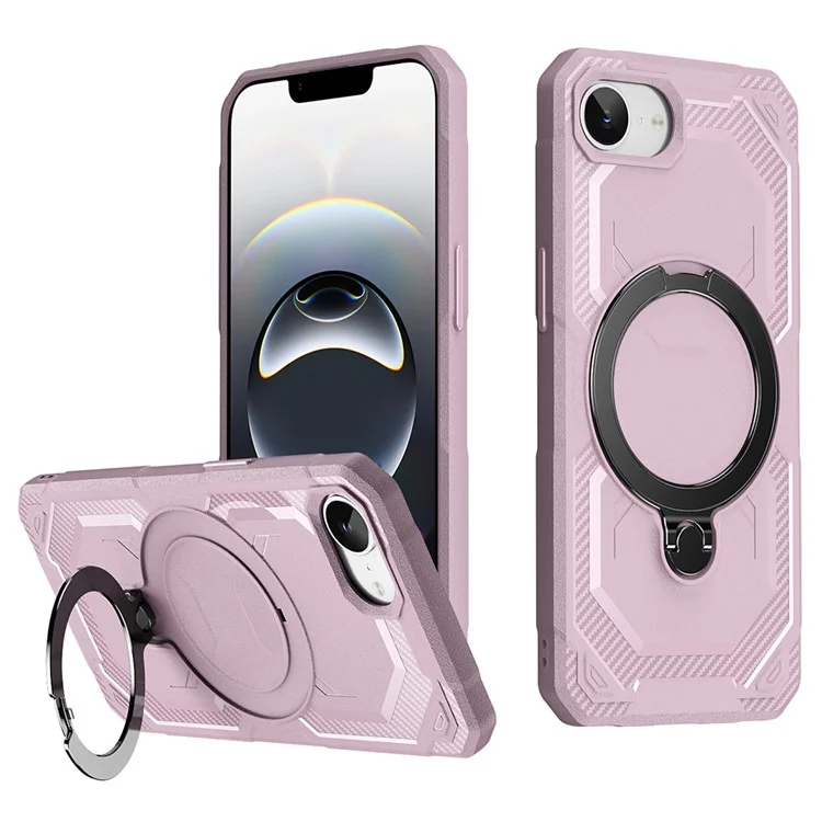 Cover per iPhone 16e Compatibile con MagSafe con Supporto Pieghevole in TPU + PC - Rosa
