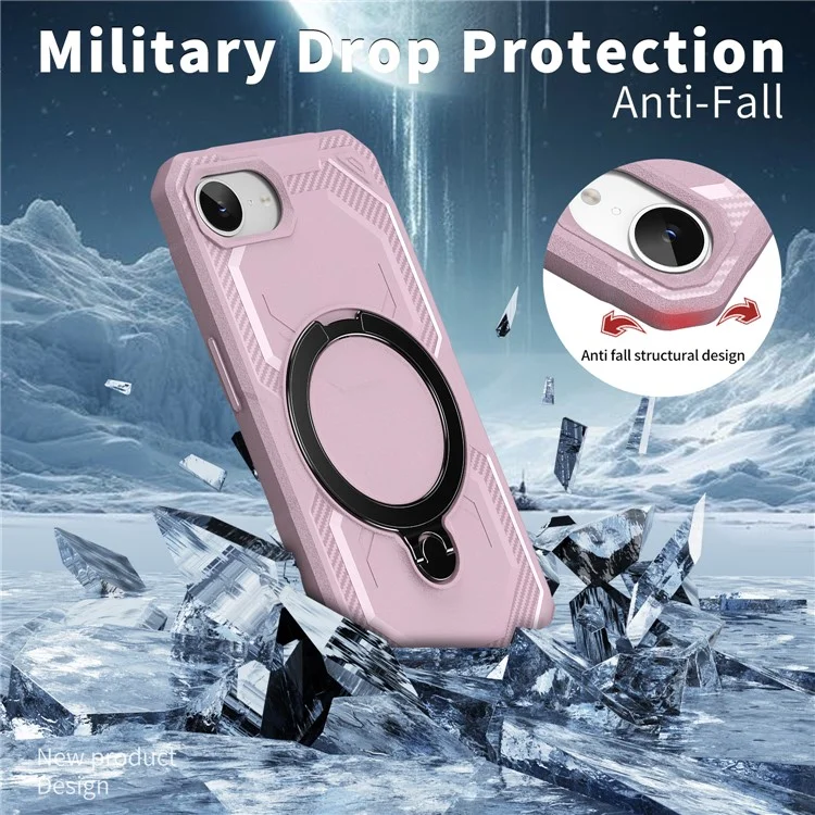 Cover per iPhone 16e Compatibile con MagSafe con Supporto Pieghevole in TPU + PC - Rosa