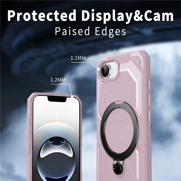 Cover per iPhone 16e Compatibile con MagSafe con Supporto Pieghevole in TPU + PC - Rosa