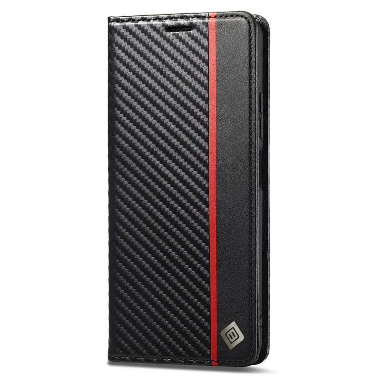 LC.IMEEKE Pour Xiaomi Redmi Note 14 5G Étui Texture Fibre de Carbone Support de Carte de Téléphone - Rayure Verticale