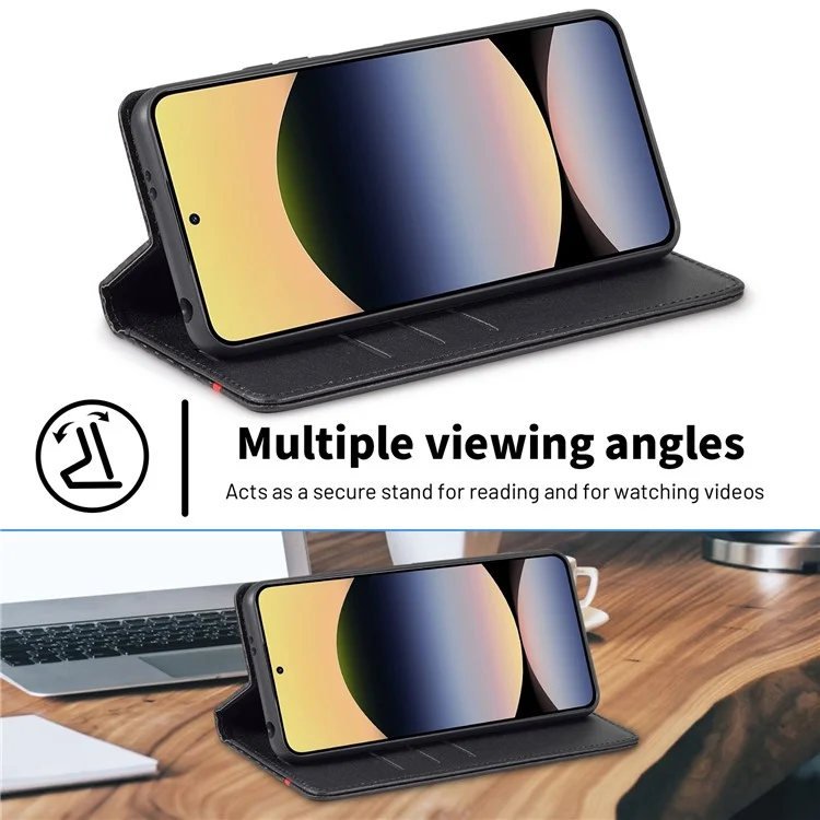 LC.IMEEKE per Xiaomi Redmi Note 14 4G (164,84mm) Cover con Texture in Fibra di Carbonio Supporto Porta Carte - Righe Orizzontali