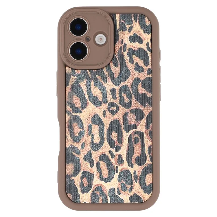 For iPhone 16 Plus Case Leopard Print TPU Precise Cutout Phone Cover - Brown