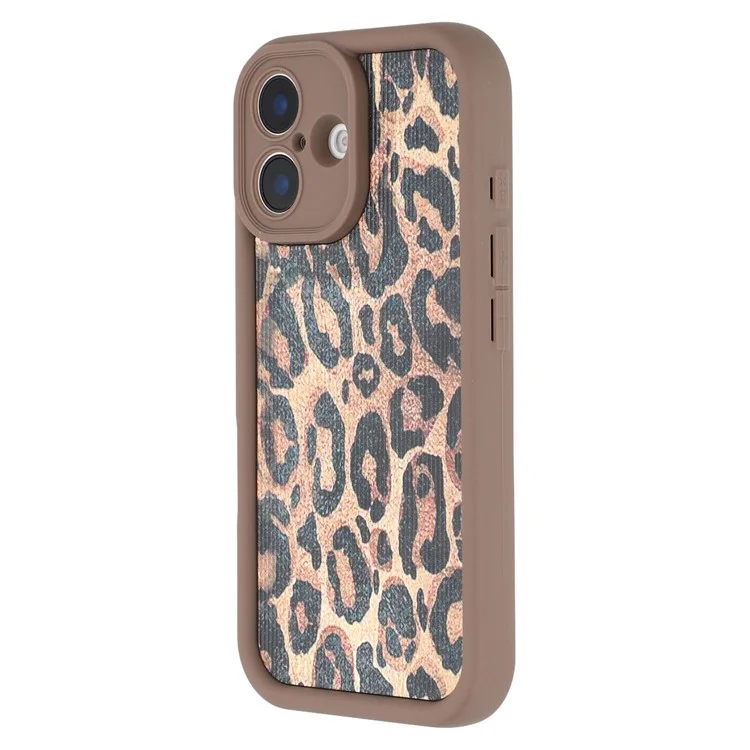 For iPhone 16 Plus Case Leopard Print TPU Precise Cutout Phone Cover - Brown