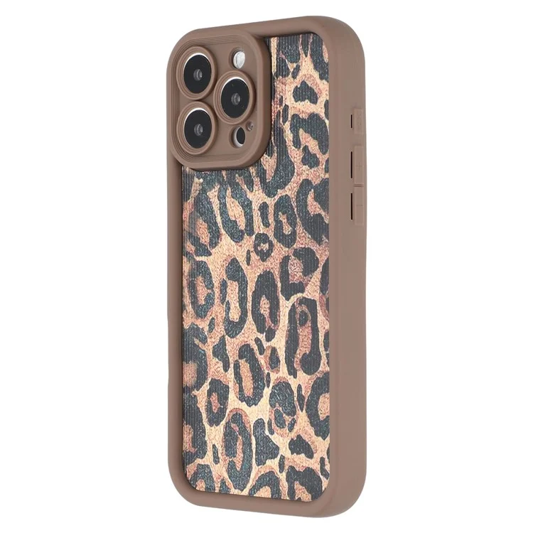 For iPhone 16 Pro Max Case Leopard Print TPU Precise Cutout Phone Cover - Brown