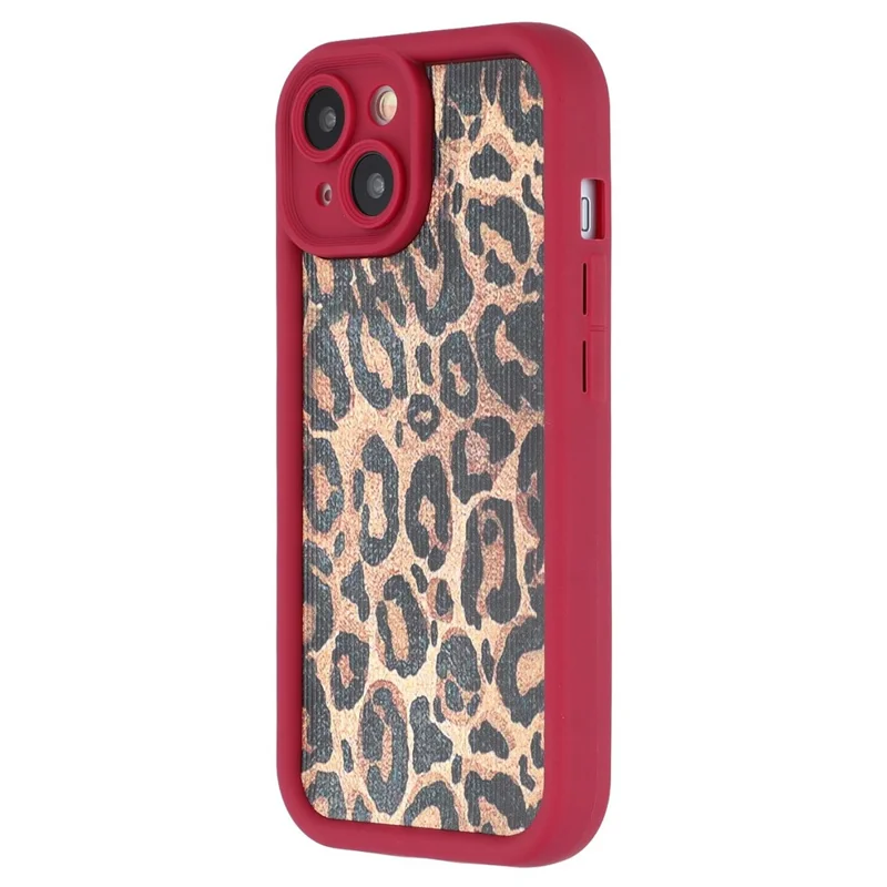 For iPhone 14 Case Leopard Print TPU Precise Cutout Phone Cover - Red
