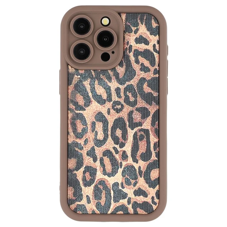 For iPhone 14 Pro Max Case Leopard Print TPU Precise Cutout Phone Cover - Brown