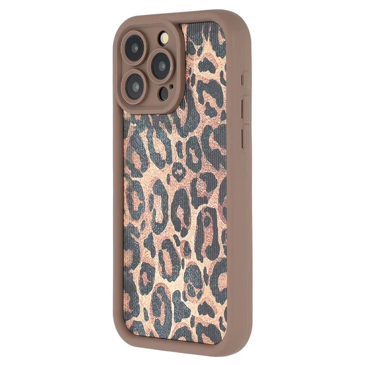 For iPhone 14 Pro Max Case Leopard Print TPU Precise Cutout Phone Cover - Brown
