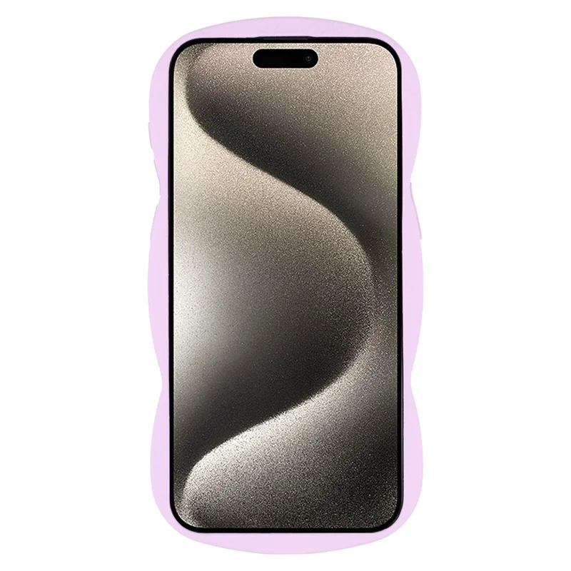 Étui pour iPhone 15 Pro Protecteur en TPU Caoutchouté avec Cadre à Vagues Ondulées - Violet