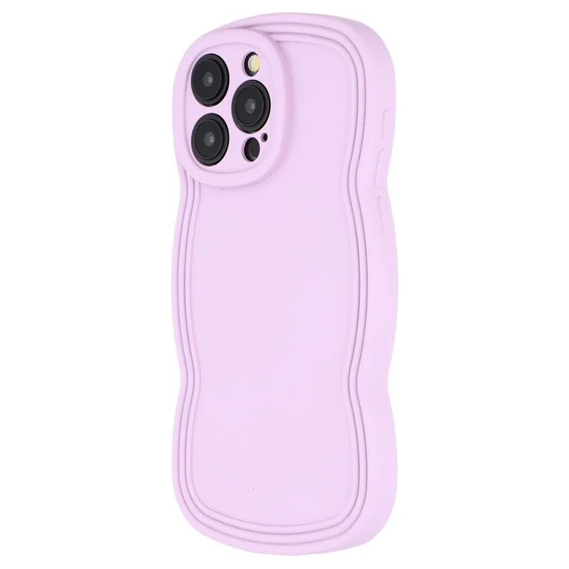 Étui pour iPhone 15 Pro Protecteur en TPU Caoutchouté avec Cadre à Vagues Ondulées - Violet