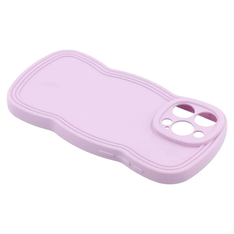 Étui pour iPhone 15 Pro Protecteur en TPU Caoutchouté avec Cadre à Vagues Ondulées - Violet