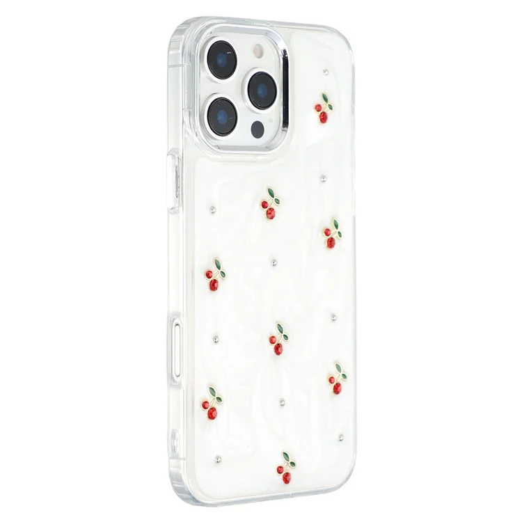 Für iPhone 16 Pro Hülle 3D Epoxid-Kirschdesign Weiche TPU-Rückseite