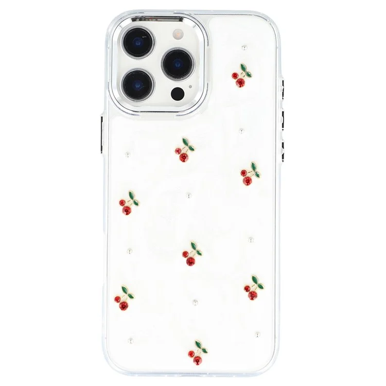 Für iPhone 16 Pro Hülle 3D Epoxid-Kirschdesign Weiche TPU-Rückseite