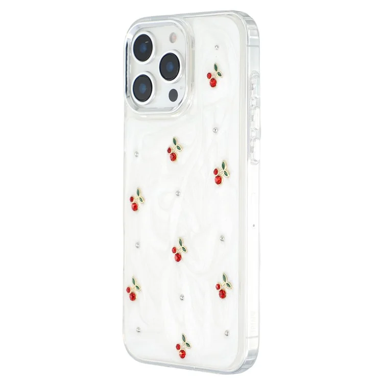 Für iPhone 16 Pro Hülle 3D Epoxid-Kirschdesign Weiche TPU-Rückseite