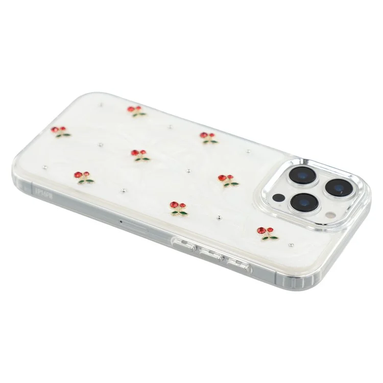 Für iPhone 16 Pro Hülle 3D Epoxid-Kirschdesign Weiche TPU-Rückseite