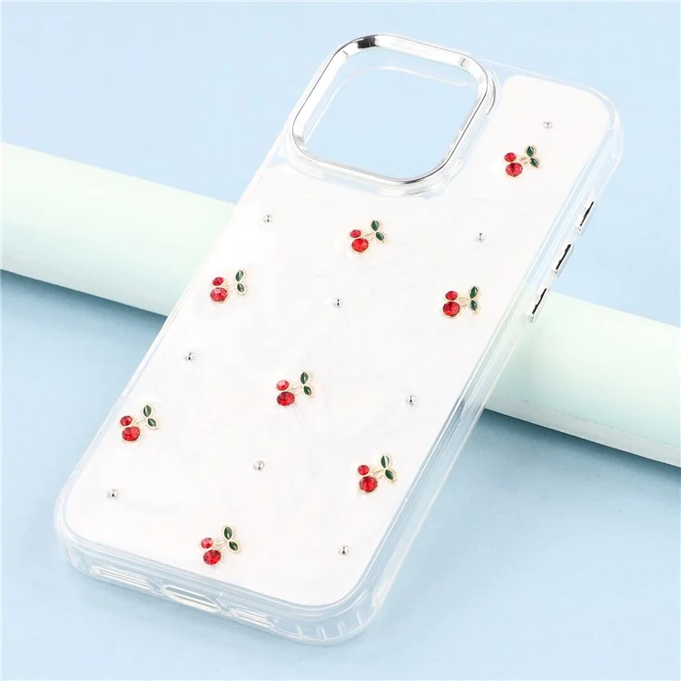Für iPhone 16 Pro Hülle 3D Epoxid-Kirschdesign Weiche TPU-Rückseite