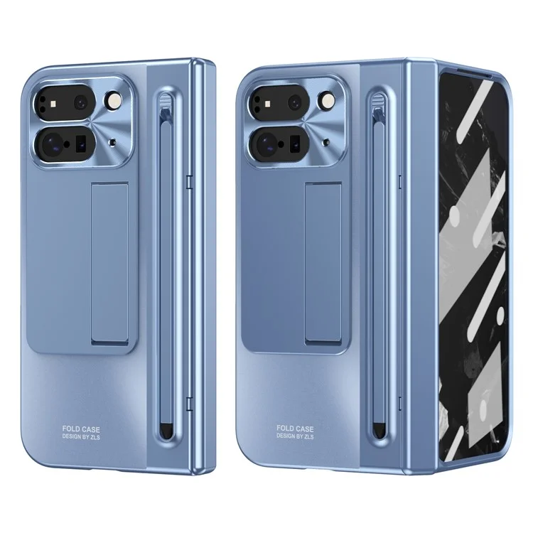 Чехол для Google Pixel 10 Pro Fold с подставкой, петлей, жестким пластиковым корпусом, защитным стеклом и стилусом - Синий