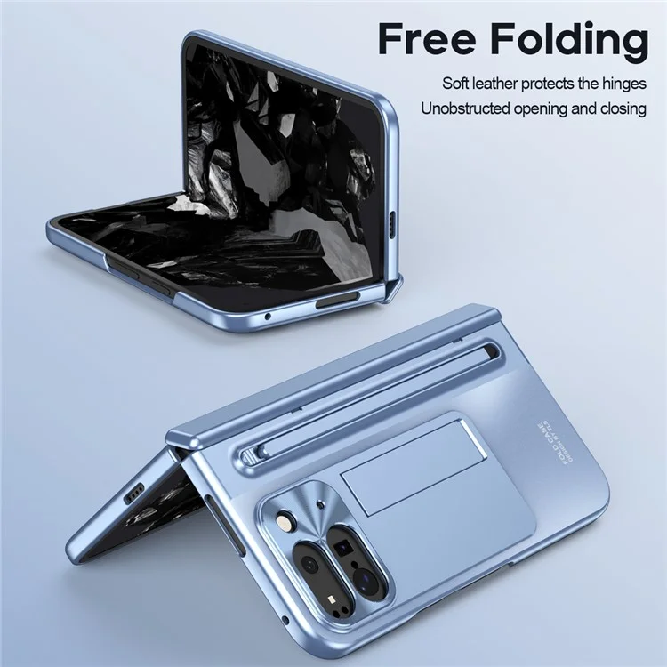 Чехол для Google Pixel 10 Pro Fold с подставкой, петлей, жестким пластиковым корпусом, защитным стеклом и стилусом - Синий