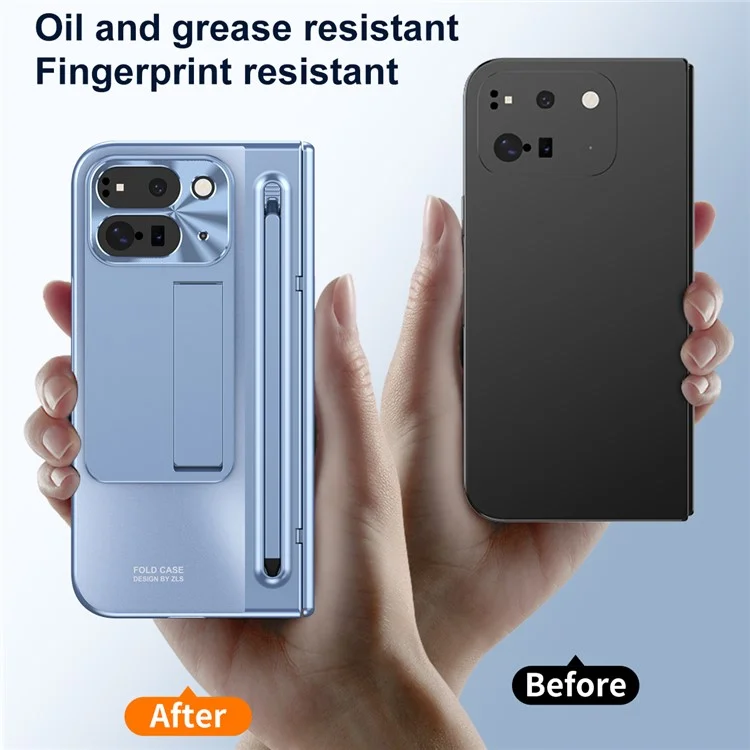 Чехол для Google Pixel 10 Pro Fold с подставкой, петлей, жестким пластиковым корпусом, защитным стеклом и стилусом - Синий
