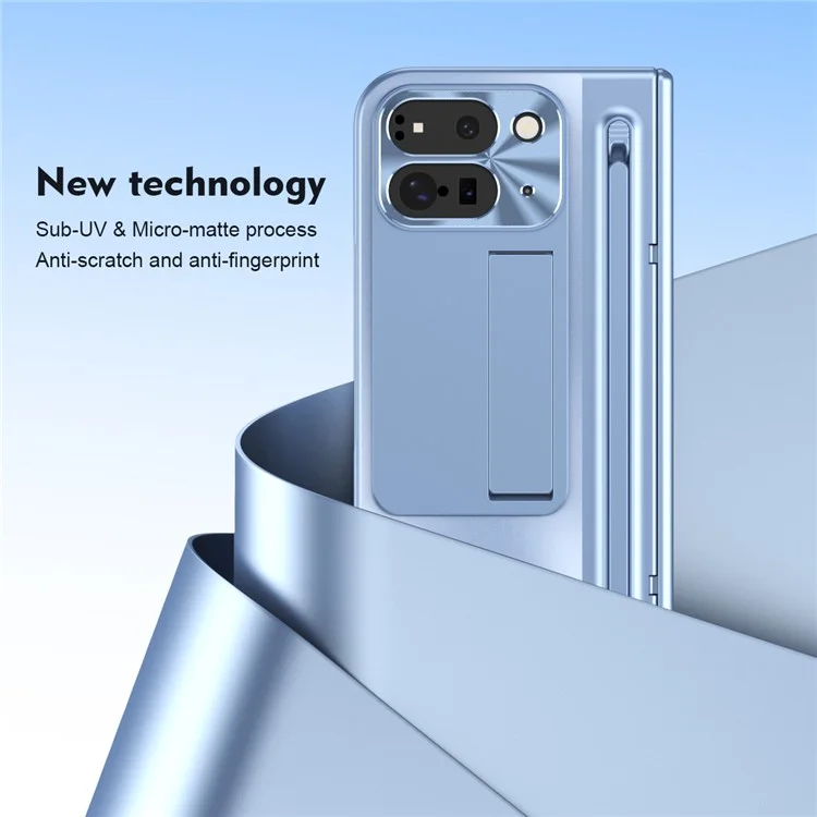 Чехол для Google Pixel 10 Pro Fold с подставкой, петлей, жестким пластиковым корпусом, защитным стеклом и стилусом - Синий
