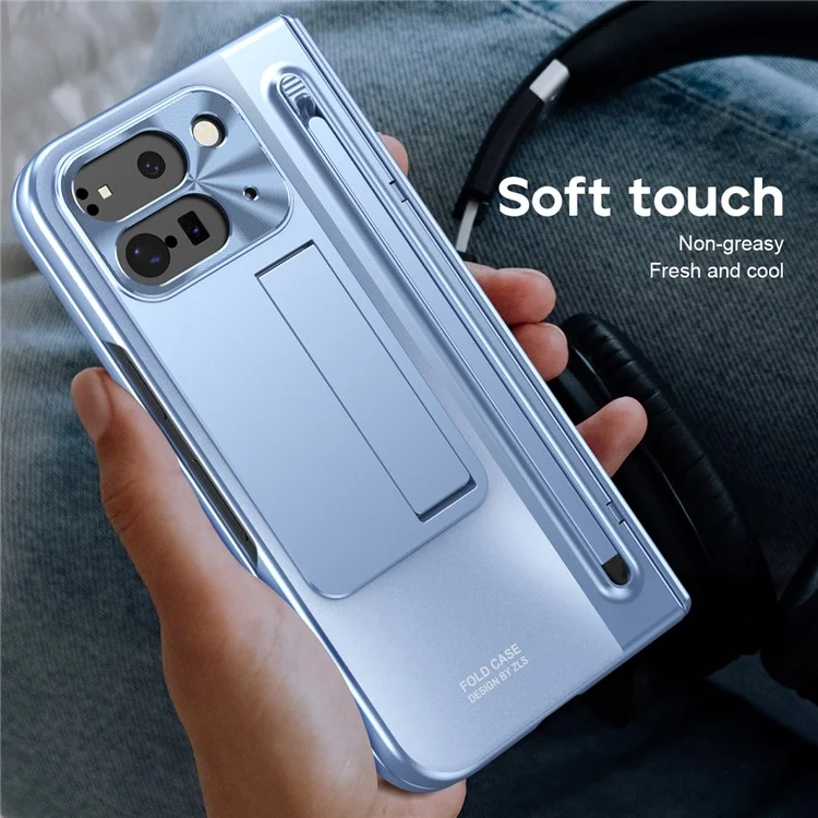 Чехол для Google Pixel 10 Pro Fold с подставкой, петлей, жестким пластиковым корпусом, защитным стеклом и стилусом - Синий