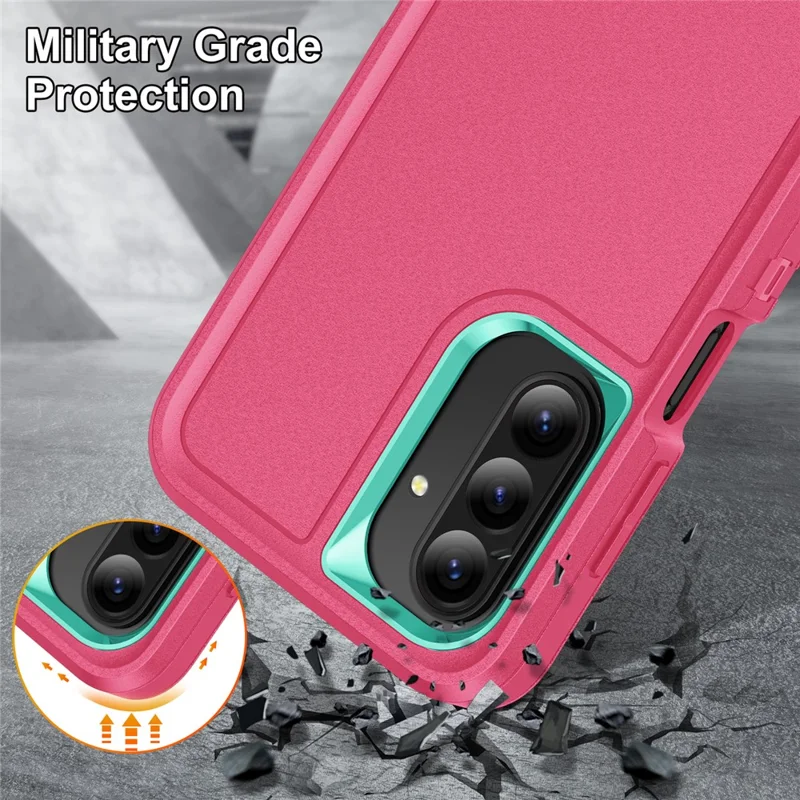 For Samsung Galaxy A26 5G Case Kickstand Phone Cover PC + Silicone + EVA 3-in-1 Design - Rose + Light Cyan