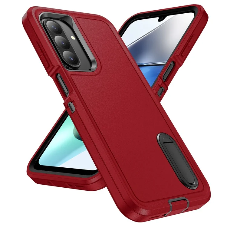 Für Samsung Galaxy A26 5G Hülle Ständer Handyhülle PC + Silikon + EVA 3-in-1 Design - Rot + Schwarz