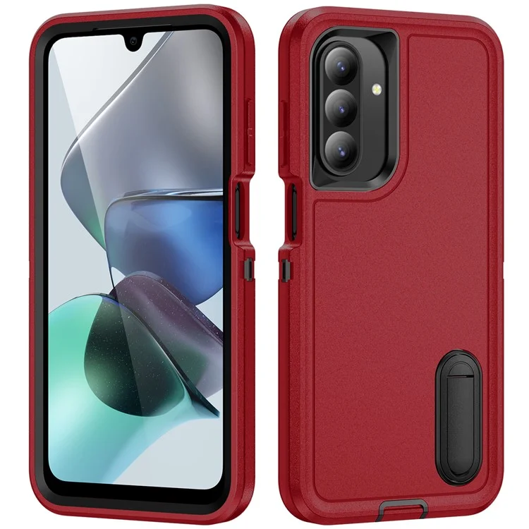 Für Samsung Galaxy A26 5G Hülle Ständer Handyhülle PC + Silikon + EVA 3-in-1 Design - Rot + Schwarz