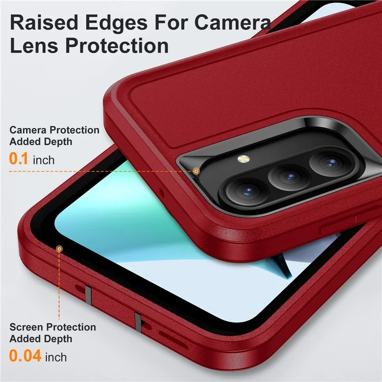 Für Samsung Galaxy A26 5G Hülle Ständer Handyhülle PC + Silikon + EVA 3-in-1 Design - Rot + Schwarz
