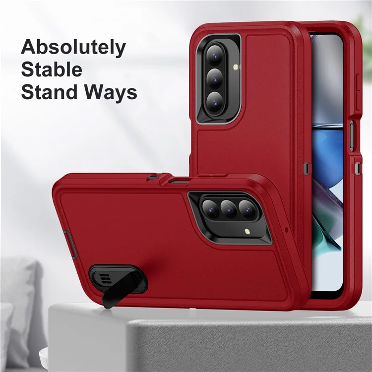 Für Samsung Galaxy A26 5G Hülle Ständer Handyhülle PC + Silikon + EVA 3-in-1 Design - Rot + Schwarz